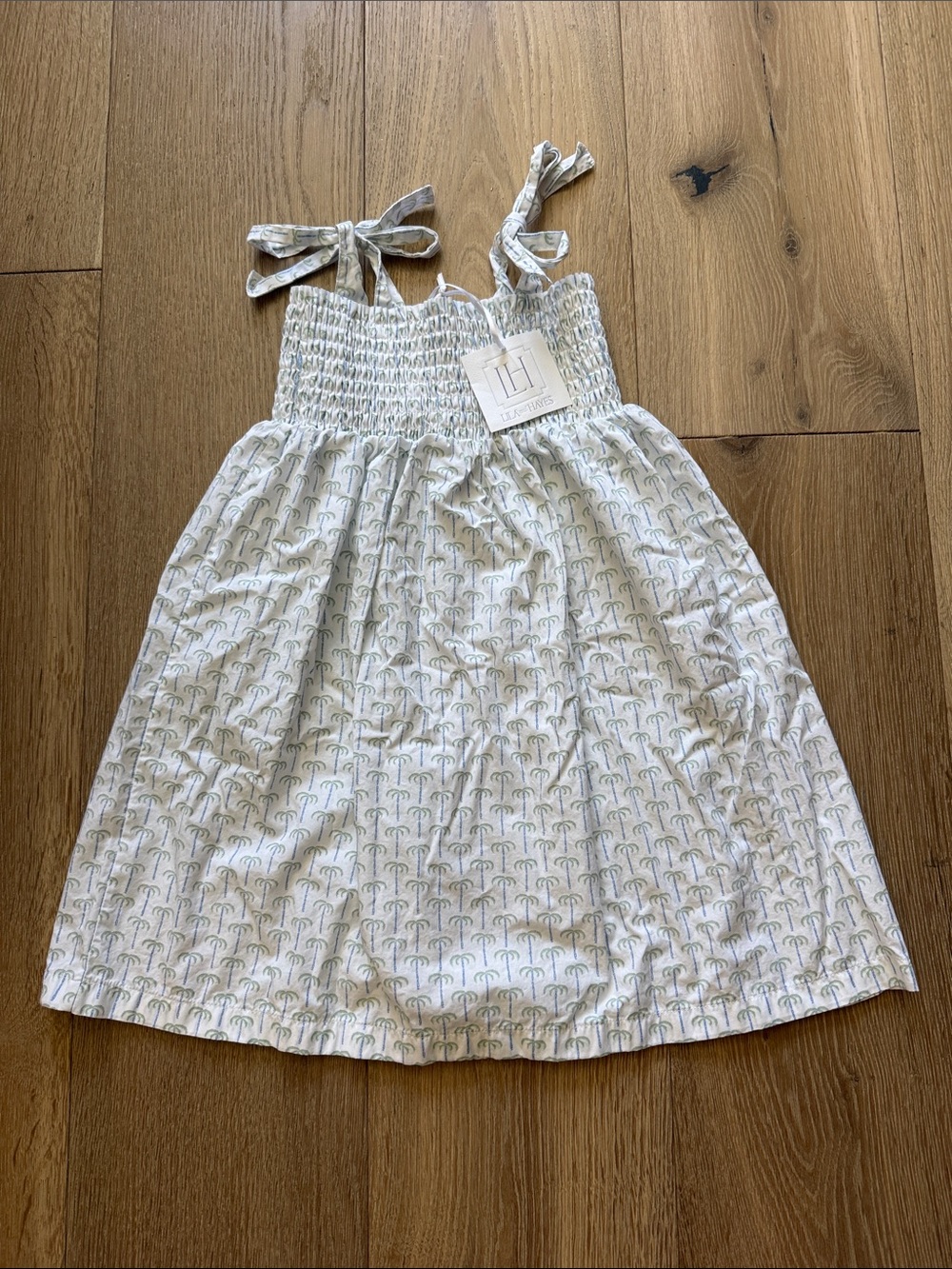 Lilla P White Sundress with Pale Green Palm Motif